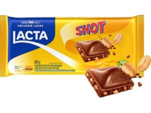 CHOCOLATE AO LEITE C/ AMENDOIM SHOT 80G - LACTA